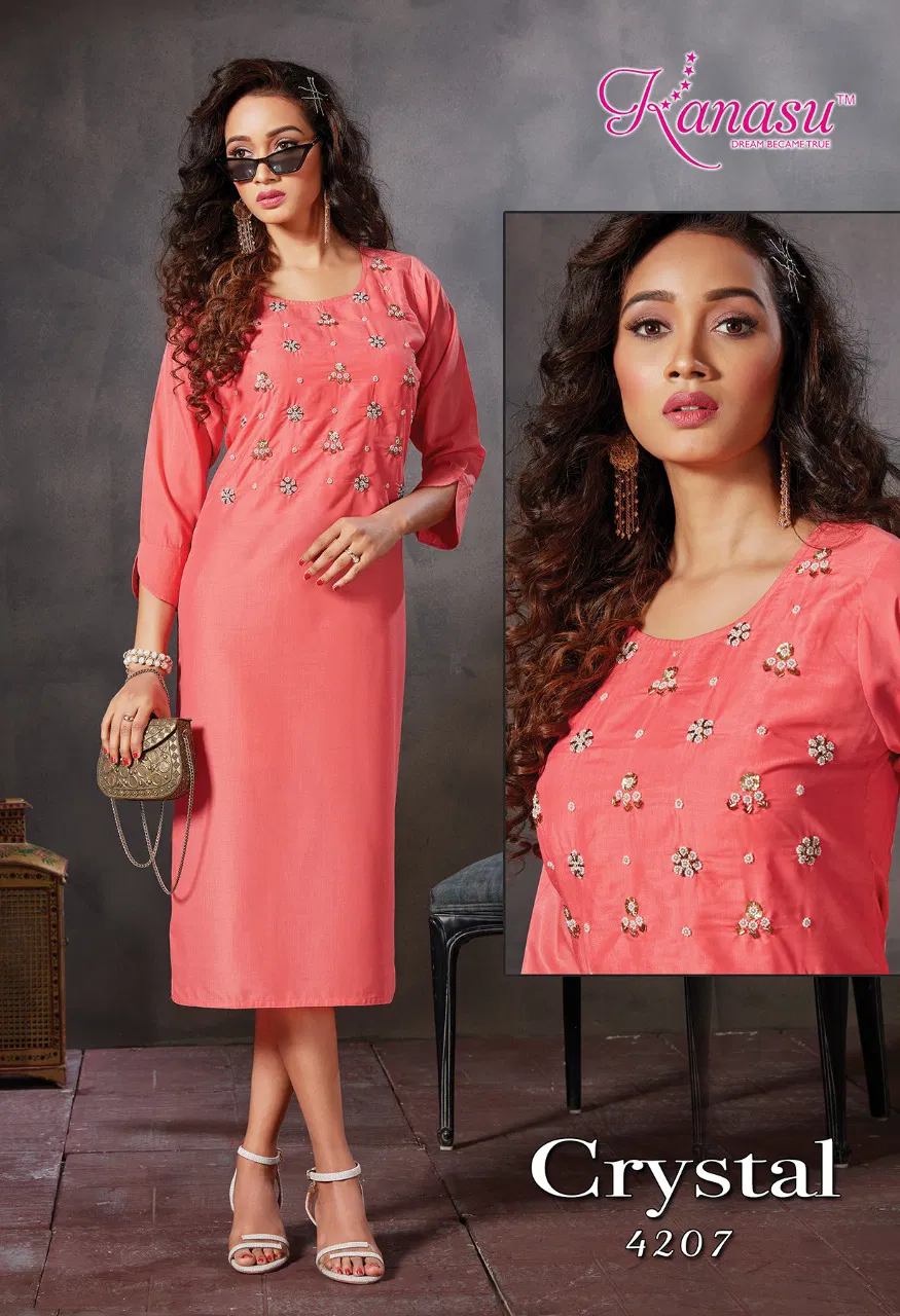 Kanasu Crystal Latest Fancy Designer Casual Wear Viscose Kurti Collection  